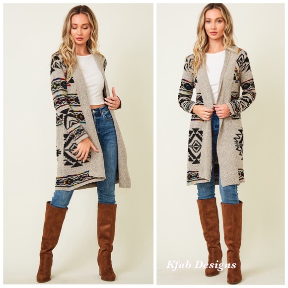 ❤️LAST 1 Aztec Rainbow Jacquard Long Sweater Cardi - Picture 7 of 8
